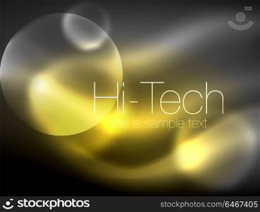 Blurred neon glowing circle, hi-tech modern bubble template, techno glowing glass round shapes or spheres. Geometric abstract background. Blurred neon glowing circle, hi-tech modern bubble template, techno glowing glass round shapes or spheres. Geometric abstract background. Vector illustration