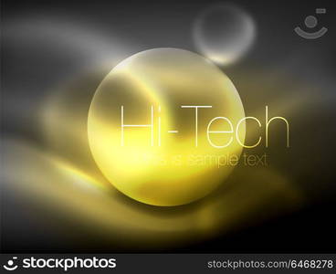 Blurred neon glowing circle, hi-tech modern bubble template, techno glowing glass round shapes or spheres. Geometric abstract background. Blurred neon glowing circle, hi-tech modern bubble template, techno glowing glass round shapes or spheres. Geometric abstract background. Vector illustration