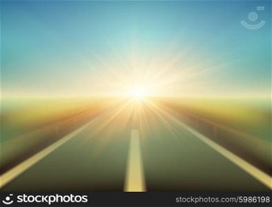Blurred road and blue motion blurred sky with clouds. Vector illustration. Blurred road and blue motion blurred sky with clouds. Vector illustration EPS10