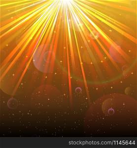 Blurred underwater background with rays of light and air bubbles. vector
