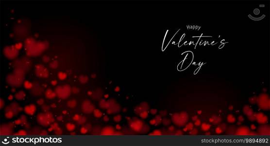 Blurred Valentine’s day background. With copy space on dark background.