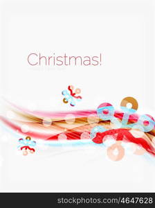 Blurred wave line with snowflakes. Christmas message presentation template, vector abstract background