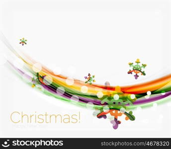 Blurred wave line with snowflakes. Christmas message presentation template, vector abstract background