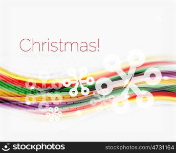 Blurred wave line with snowflakes. Christmas message presentation template, vector abstract background