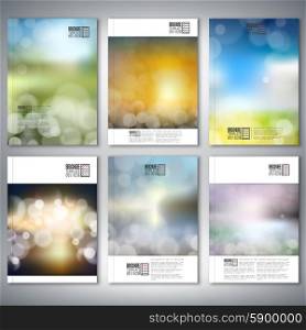 Blurry backgrounds with bokeh effect. Brochure, flyer or report for business, templates vector.