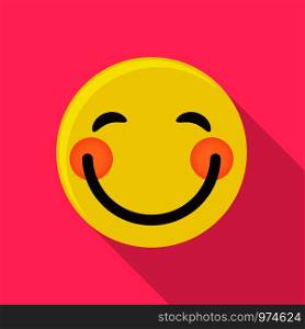 Blush emoticon icon. Flat illustration of blush emoticon vector icon for web. Blush emoticon icon, flat style
