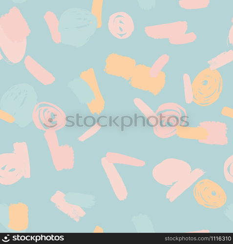 Blush pink brush strokes on turquoise abstract modern seamless pattern natural color background. Design for wrapping paper, wallpaper, fabric print, backdrop. Vector illustration.. Blush pink brush strokes on turquoise abstract modern seamless pattern natural color background. p. Vector illustration.