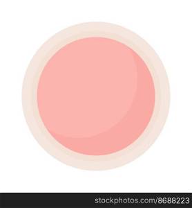 Blush semi flat color vector object. Decorative cosmetic product. Editable element. Full sized item on white. Makeup simple cartoon style illustration for web graphic design and animation. Blush semi flat color vector object
