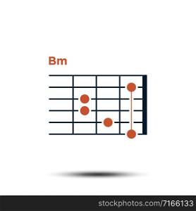 Bm, Basic Guitar Chord Chart Icon Vector Template