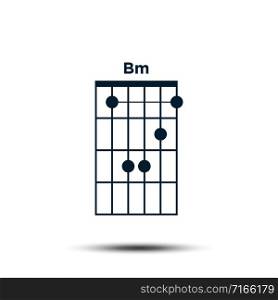 Bm, Basic Guitar Chord Chart Icon Vector Template