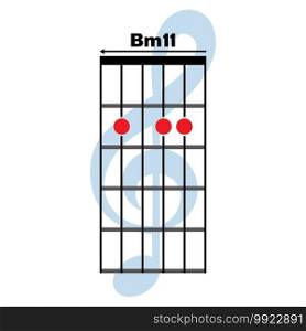 Bm11  guitar chord icon. Basic guitar chord vector illustration symbol design