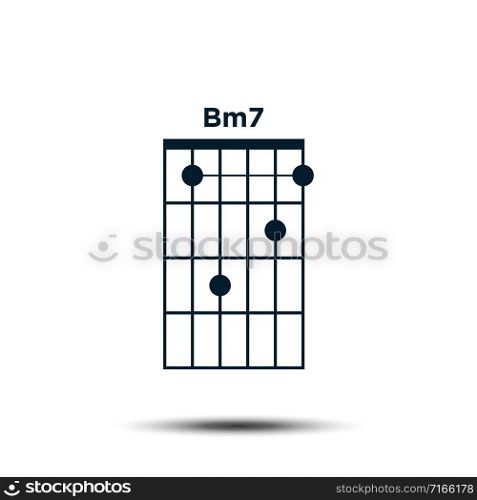 Bm7, Basic Guitar Chord Chart Icon Vector Template