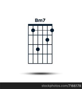 Bm7, Basic Guitar Chord Chart Icon Vector Template