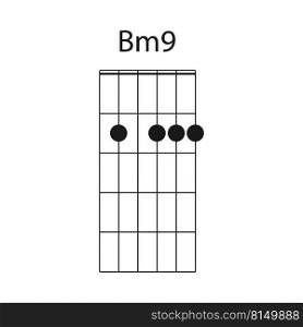 Bm9 guitar chord icon vector illustration design