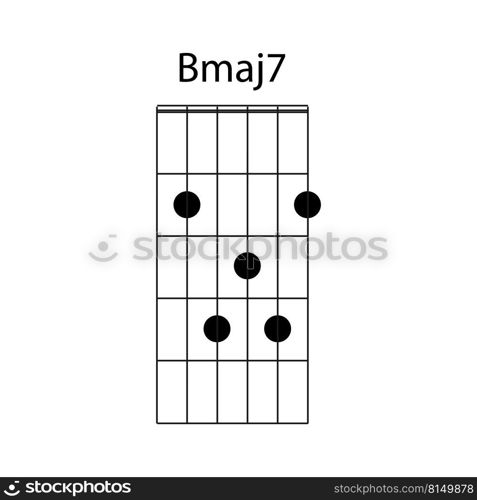 Bmaj7 guitar chord icon vector illustration design