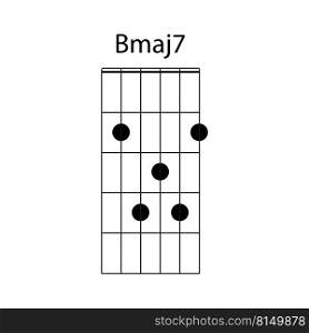 Bmaj7 guitar chord icon vector illustration design