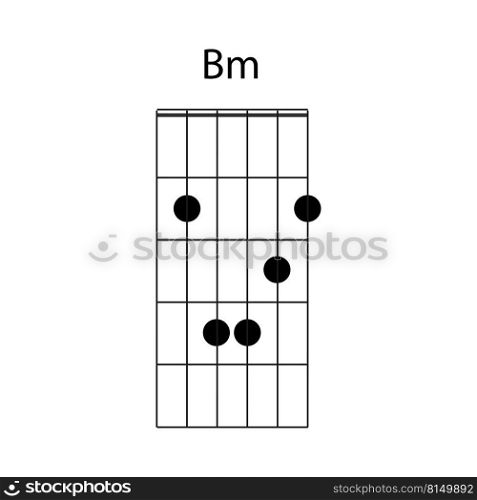 Bminor guitar chord icon vector illustration design