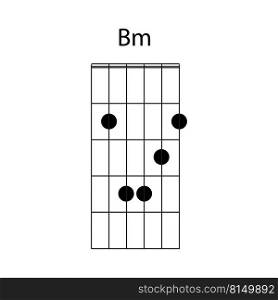 Bminor guitar chord icon vector illustration design