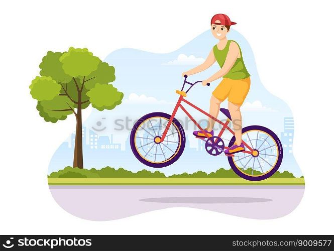 BMX Bicycle Sport Illustration with Young People Riding Bicycles for Web Banner or Landing Page in Flat Cartoon Hand Drawing Background Template