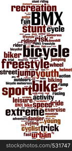 BMX word cloud concept. Vector illustration