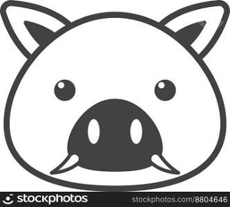 boar face illustration in minimal style isolated on background
