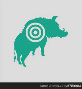 Boar silhouette with target icon. Gray background with green. Vector illustration.