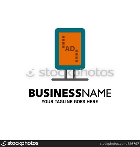Board, Branding, Signboard, Banner Board Business Logo Template. Flat Color