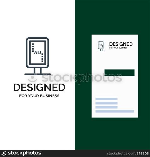 Board, Branding, Signboard, Banner Board Grey Logo Design and Business Card Template