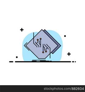 Board, chip, circuit, network, electronic Flat Color Icon Vector