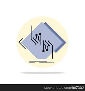 Board, chip, circuit, network, electronic Flat Color Icon Vector