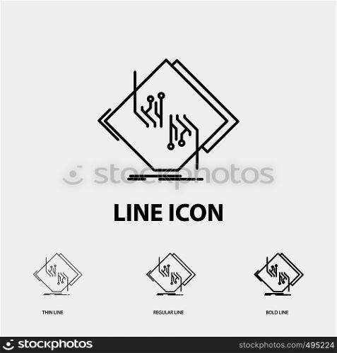 Board, chip, circuit, network, electronic Icon in Thin, Regular and Bold Line Style. Vector illustration. Vector EPS10 Abstract Template background