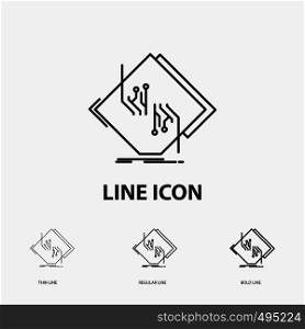 Board, chip, circuit, network, electronic Icon in Thin, Regular and Bold Line Style. Vector illustration. Vector EPS10 Abstract Template background