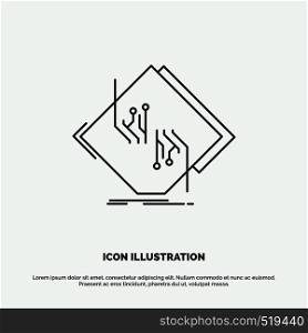 Board, chip, circuit, network, electronic Icon. Line vector gray symbol for UI and UX, website or mobile application. Vector EPS10 Abstract Template background