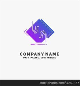 Board, chip, circuit, network, electronic Purple Business Logo Template. Place for Tagline.