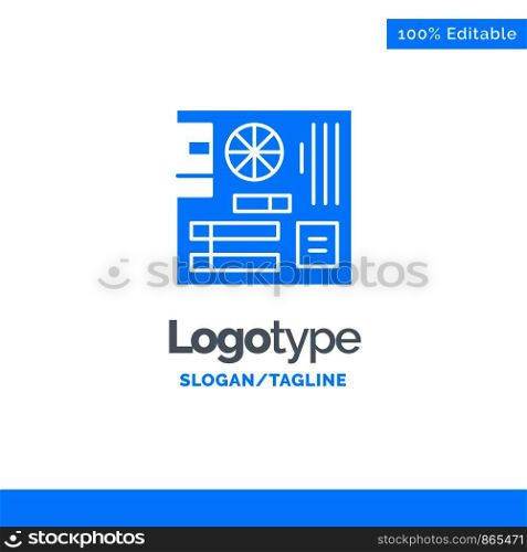 Board, Computer, Main, Mainboard, Mother Blue Solid Logo Template. Place for Tagline