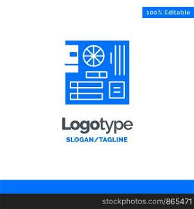 Board, Computer, Main, Mainboard, Mother Blue Solid Logo Template. Place for Tagline