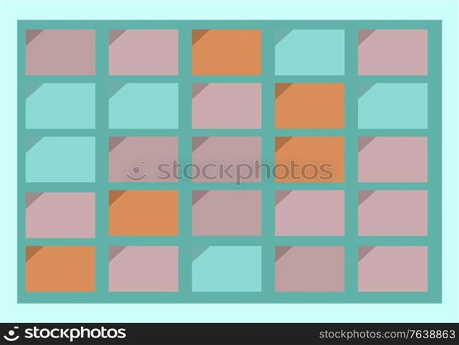 Board filled with stickers and notes vector, memos on calendar schedule. Organization of working space and time, reminders tasks organized file illustration in flat style design for web, print. Memos on Board, Stickers and Notifications Vector