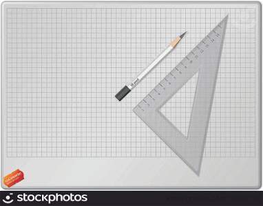 Board for drawing with pencil and triangle