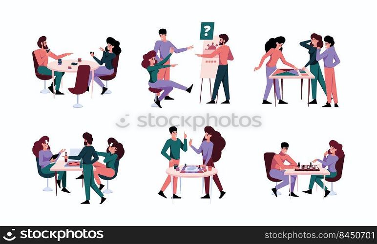 Board games. Happy couple big team pensioner adults playing at home latto cards poker gaming dice chess garish vector lifestyle concept pictures. Illustration of board game team. Board games. Happy couple big team pensioner adults playing at home latto cards poker gaming dice chess garish vector lifestyle concept pictures