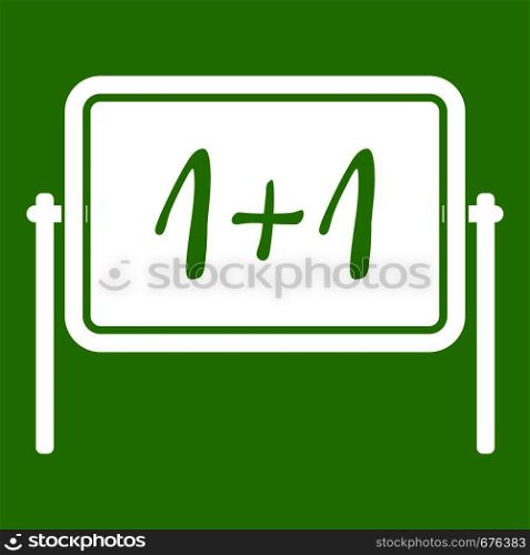Board icon white isolated on green background. Vector illustration. Board icon green