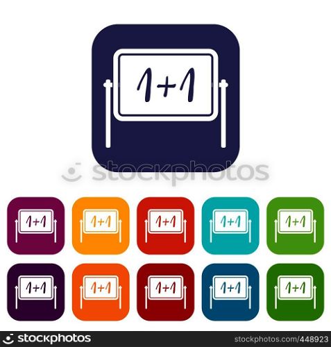 Board icons set vector illustration in flat style In colors red, blue, green and other. Board icons set flat