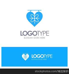 Board, Love, Heart, Wedding Blue Solid Logo with place for tagline