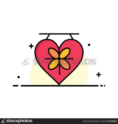 Board, Love, Heart, Wedding Business Flat Line Filled Icon Vector Banner Template