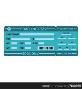Boarding pass icon. Flat illustration of boarding pass vector icon for web. Boarding pass icon, flat style