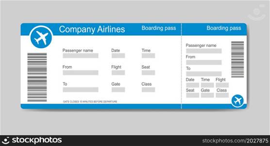 Boarding pass template,airplane ticket,empty place for text,flat vector illustration