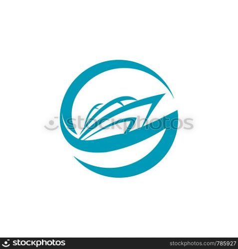 boat and a circle logo template