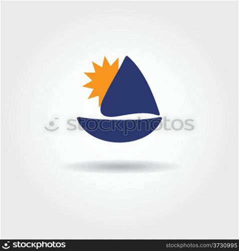 Boat and sea wave icon