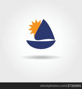 Boat and sea wave icon