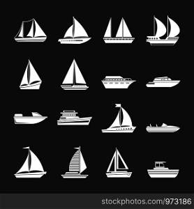 Boat and ship icons set vector white isolated on grey background . Boat and ship icons set grey vector
