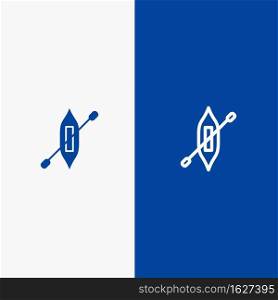 Boat, Canoe, Kayak, Ship Line and Glyph Solid icon Blue banner
